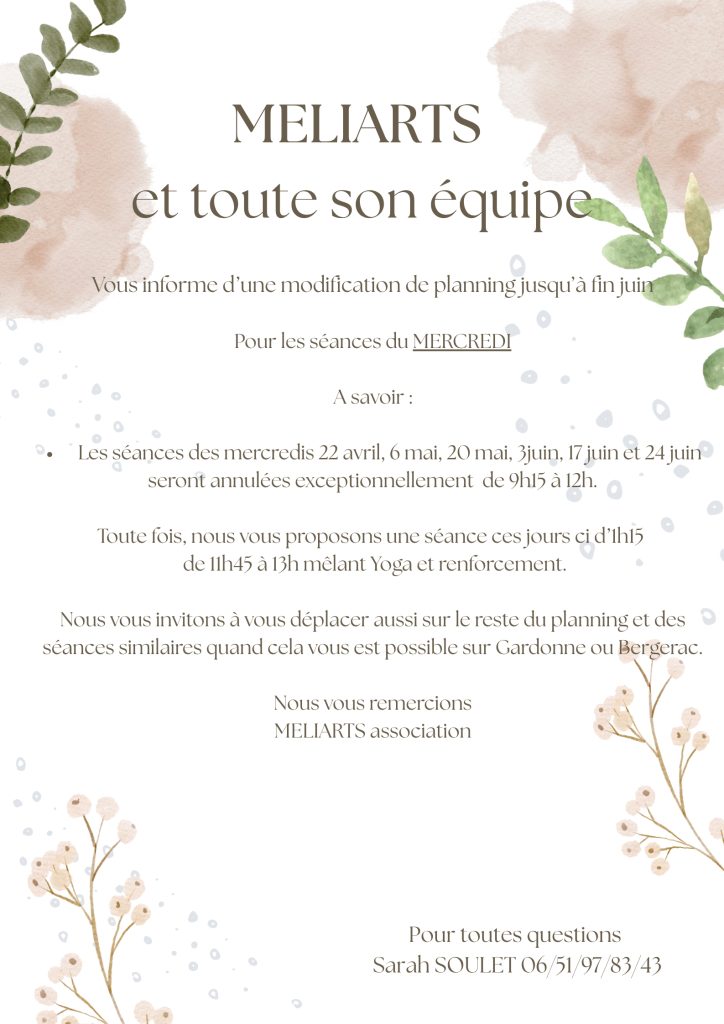 Modification planning mai et juin 2026